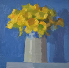 Bairbre Duggan, Daffodils, Oil on panel No frame, 20x20 cm, €.400,-