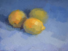 Bairbre Duggan, Three lemons, Oil on panel in frame, 18x24 cm, €.420,-