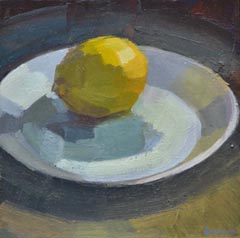 Bairbre Duggan, Lemon 1. 425 euro, Oil on wood (black frame), 20x20 cm