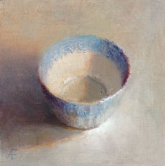 Anneke Elhorst, Schaaltje 53, Olieverf op paneel, 11x11x4 cm, €.220,-