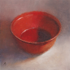 Anneke Elhorst, Schaaltje 48, Olieverf op paneel, 17x17x4 cm, €.320,-