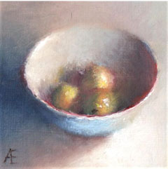 Anneke Elhorst, Citroenen, 195 euro, Olieverf op paneel, 10x10 cm