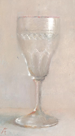 Anneke Elhorst, Glaasje 1, 270 euro, Olieverf op paneel, 18x10x3 cm