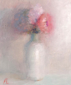 Anneke Elhorst, Bloem II, 270 euro, Olieverf op paneel zonder lijst, 15x12x3 cm
