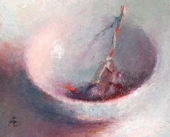 Anneke Elhorst, Schaaltje met rode druiven, 220 euro, Olieverf op paneel zonder lijst, 10x12 cm