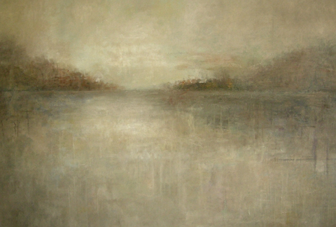 Anneke Elhorst, Landschap, 3300 euro, Olieverrf op doek, 90x130x5 cm
