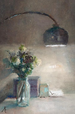 Anneke Elhorst, Interieur II, 250 euro, Olieverf op paneel zonder lijst, 15x10x3,5 cm