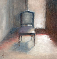 Anneke Elhorst, Interieur III, 295 euro, Olieverf op paneel zonder lijst, 15x15x3,5 cm