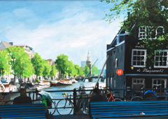 H.J. Hofstra, De Sluiswacht, Acryl op doek, 65x90 cm, €.2250,-