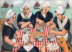 Aline Jansma, Garnalenpelsters, Olieverf op doek, 80x110 cm, €.1750,-