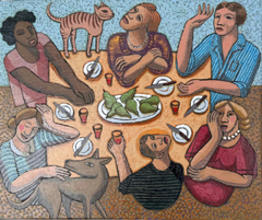 Aline Jansma, En toen waren er nog zes, 400 euro, Olieverf op paneel in witte baklijst, 25x30 cm