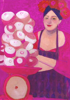 Elisabeth Jonkers, Meiknolletjes, 1750 euro, Gouache on paper in frame, 87x67 cm