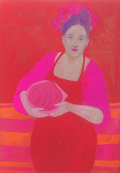 Elisabeth Jonkers, Rood kokje 3, Olieverf op karton (zonder lijst), 42x30 cm, €.175,-