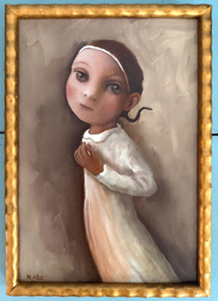 Koos ten Kate, Yfke, 425 euro, Olieverf op paneel in vintage gouden lijst, 18x5x28 cm