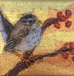 Nicole Ladrak, Winterkoninkje goud 970, Textiel, 10x10 cm, €.65,-