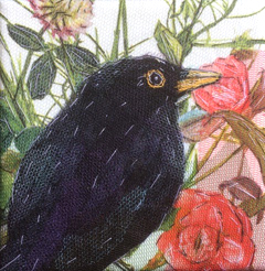 Nicole Ladrak, Jonge Merel 933, Textiel, 15x15 cm, €.100,-