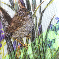 Nicole Ladrak, Winterkoninkje 930, Textiel, 10x10 cm, €.65,-