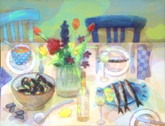 Nicole Ladrak, Zomer in Zeeland, Textiel, 85x110 cm, €.850,-