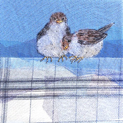 Nicole Ladrak, 2 mussen 1129, Textiel, 20x20 cm, €.100,-