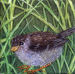 Nicole Ladrak, Grasmus 1173, Textiel, 10x10 cm, €.65,-