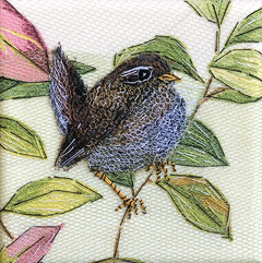 Nicole Ladrak, Winterkoninkje 1174, Textiel, 10x10 cm, €.65,-