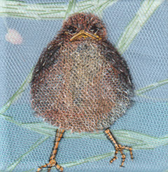 Nicole Ladrak, Jonge Merel 1227, Textiel, 10x10 cm, €.65,-
