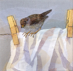 Nicole Ladrak, Op de Waslijn 1241, Textiel, 20x20 cm, €.120,-