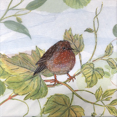 Nicole Ladrak, Roodborstje 1248, Textiel, 20x20 cm, €.120,-