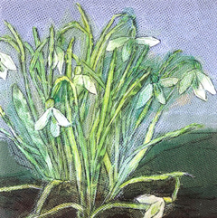 Nicole Ladrak, Sneeuwklokjes in de grond, Textiel, 20x20 cm, €.120,-