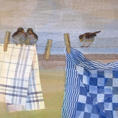 Nicole Ladreak, Musjes op waslijn, 450 euro, Textiel, 50x50 cm