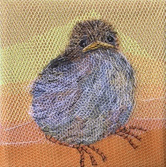 Nicole Ladrak, Jonge mus 1343, 75 euro, Textiel, 10x10 zonder lijst