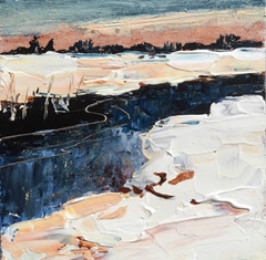 Ineke Mahieu,  Winter 32, olieverf op paneel, 10x10x2 cm, €.95,-