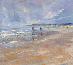 Ineke Mahieu, At the beach, Olieverf op paneel, 20x20 cm, 175,-
