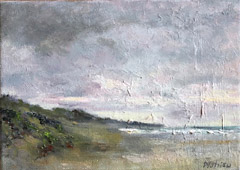 Ineke Mahieu, Noordzeekust, 130 euro, Olieverf op paneel in baklijst, 13x18 cm