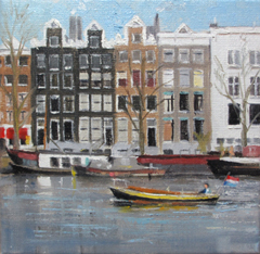 Richard van Mensvoort, Amstel, olieverf op doek, 20x20 cm, €.550,-