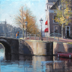 Richard van Mensvoort, Keizergracht, olieverf op doek, 20x20 cm, €.550,-