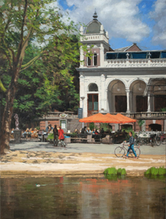 Richard van Mensvoort, Vondelpark, 4200 euro, Olieverf op doek in baklijst, 120x90 cm