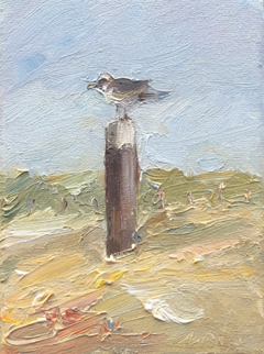 Wil van der Niet, Baywatch, Olieverf op doek in baklijst, 18x13 cm, €.185,-