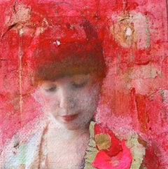 Veronique Paquereau, La belle Rousse, Mixed media on canvas, 10x10 cm, €.90,-