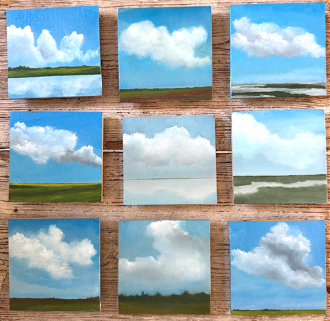 Marcel van Pinxteren, Negen keer 10x10, 95 euro, Olieverf op paneel zonder lijst, 10x10 cm