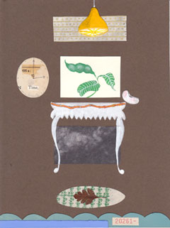 Tamar Rubinstein, Time, Collage in blankhouten lijst, 27x21 cm, €.150,-