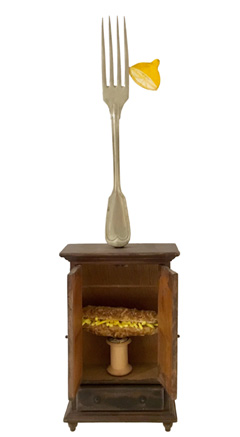 Tamar Rubinstein, Bufette au fouchette, Gemengde techniek, 37x11 cm, €.160,-