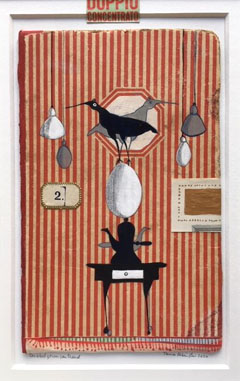 Tamar Rubinstein, Dubbelgeconcentreerd, Gemengde techniek en collage op papier in houten lijst, 33x24 cm, €.175,-
