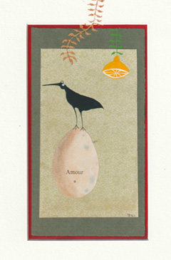 Tamar Rubinstein, Amour 6, Gemengde techniek/collage op papier in houten lijst, 23x17 cm, 150,-