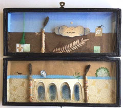 Tamar Rubinstein, Paleistuin met 2 vogels, 175 euro, Gemengde techniek in oude bestekdoos, 26x22 cm