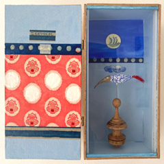 Tamar Rubinstein, Zeevogel, 170 euro, Gemengde techniek in sigarenkistje, 25x25 cm