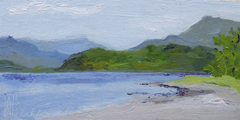 Anne Jitske Salverda, Stil Loch Lomond, olieverf op paneel, 13x26 cm, zonder lijst, €.180,- met lijst €.220,-