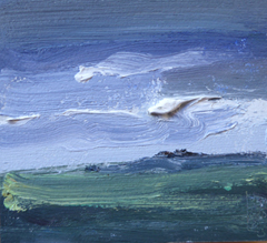 Anne Jitske Salverda, De kleuren van de lucht en zee 2, olieverf op paneel, 15x8 cm zonder lijst, €.175,-