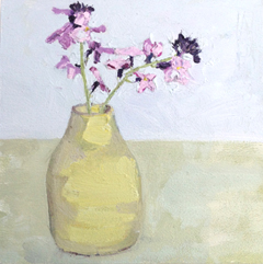 Anne Jitske Salverda, Verbena, ze stralen met tegemoed,275 euro, Olieverf op paneel zonder ljist, 20x20 cm