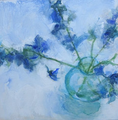 Gea Slotman, Boeket klein blauw, Acryl op paneel, 30x30x3 cm, €.185,-